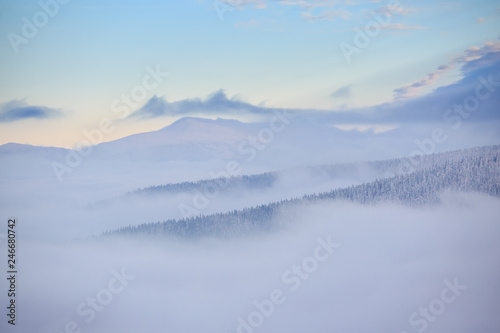 Fototapeta Naklejka Na Ścianę i Meble -  Winter trekking Beskidy mountains Rysianka