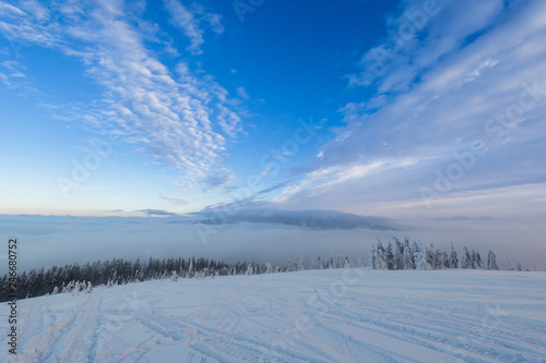 Fototapeta Naklejka Na Ścianę i Meble -  Winter trekking Beskidy mountains Rysianka