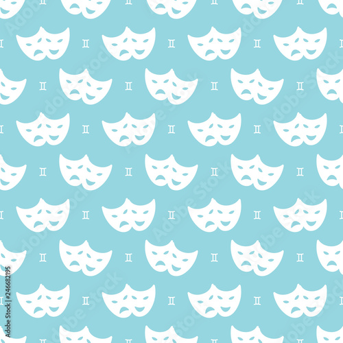 Gemini sign vector zodiac seamless pattern background.