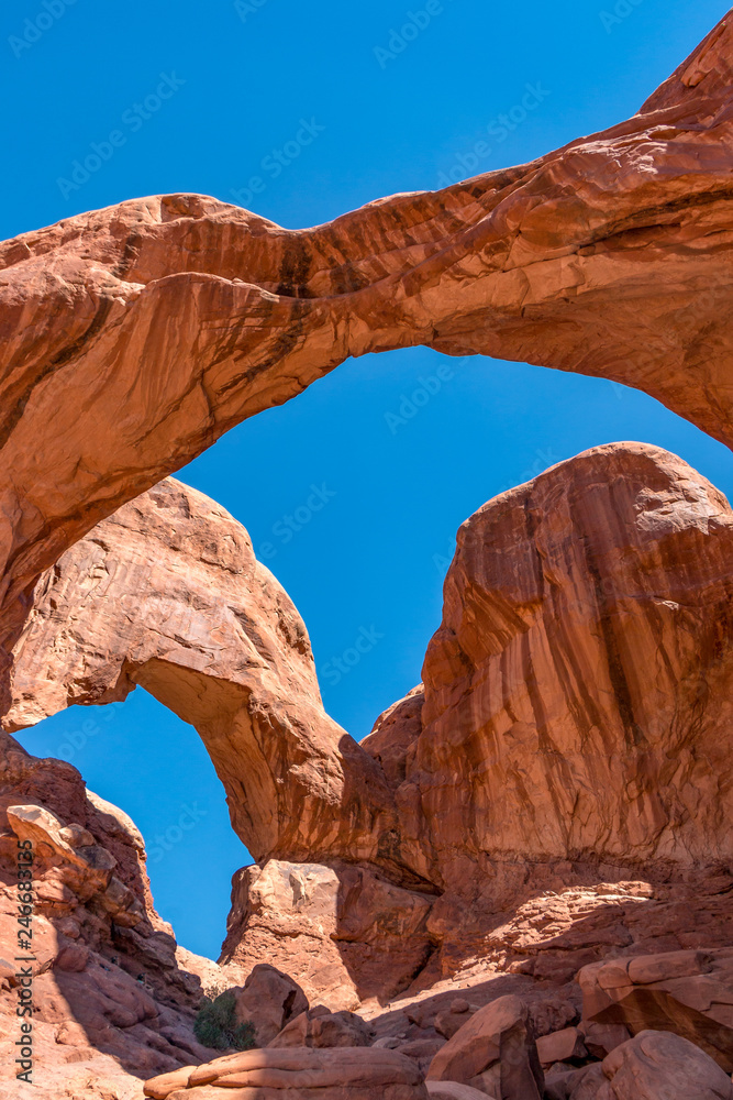 Portrait View of Double Arches in Arches National Park