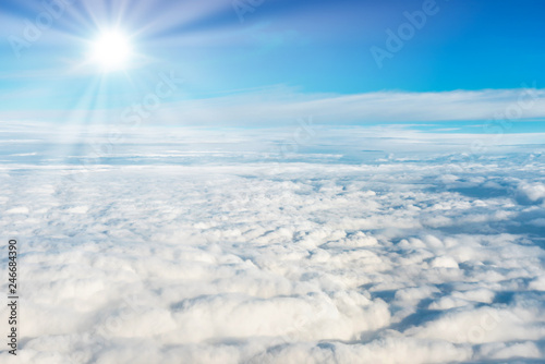 Fototapeta Naklejka Na Ścianę i Meble -  Blue sky and white clouds with sun rays