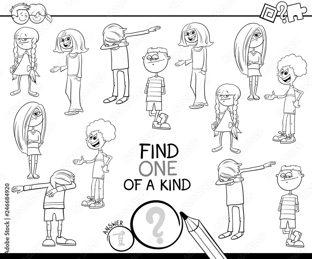 one of a kind game with kids color book