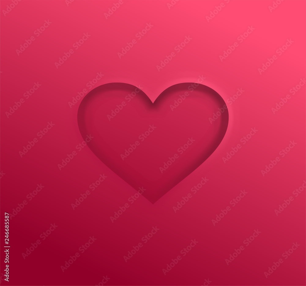 valentine - one shaded heart embossed in the background