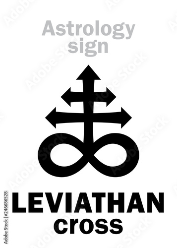 Astrology Alphabet: LEVIATHAN (The Satanic cross). Hieroglyphics sing (mystic kabbalistic demonic symbol).