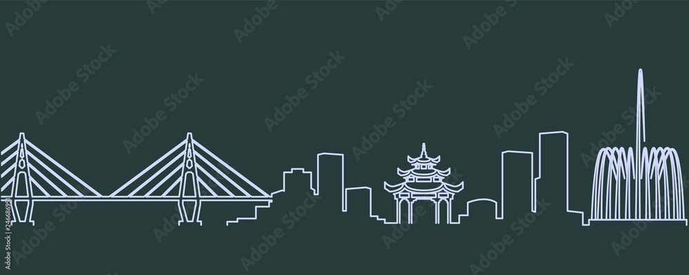 Fototapeta premium Shantou Single Line Skyline