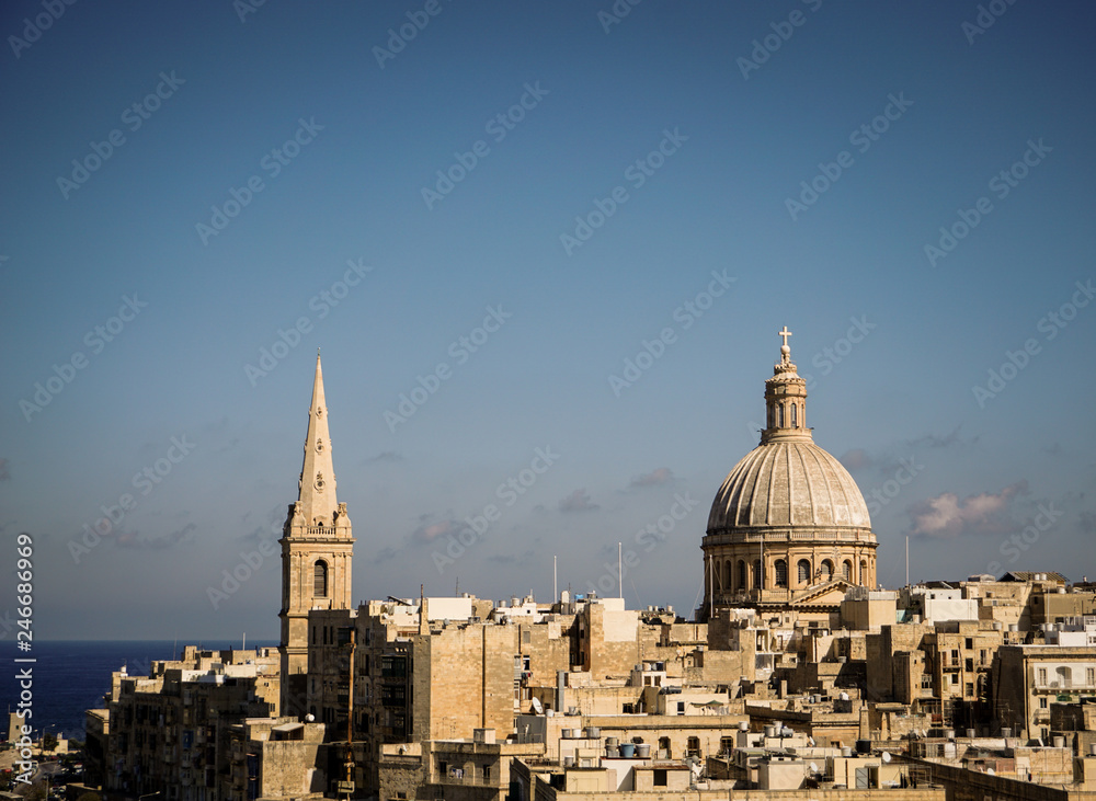 Aerial view over Valletta, Malta