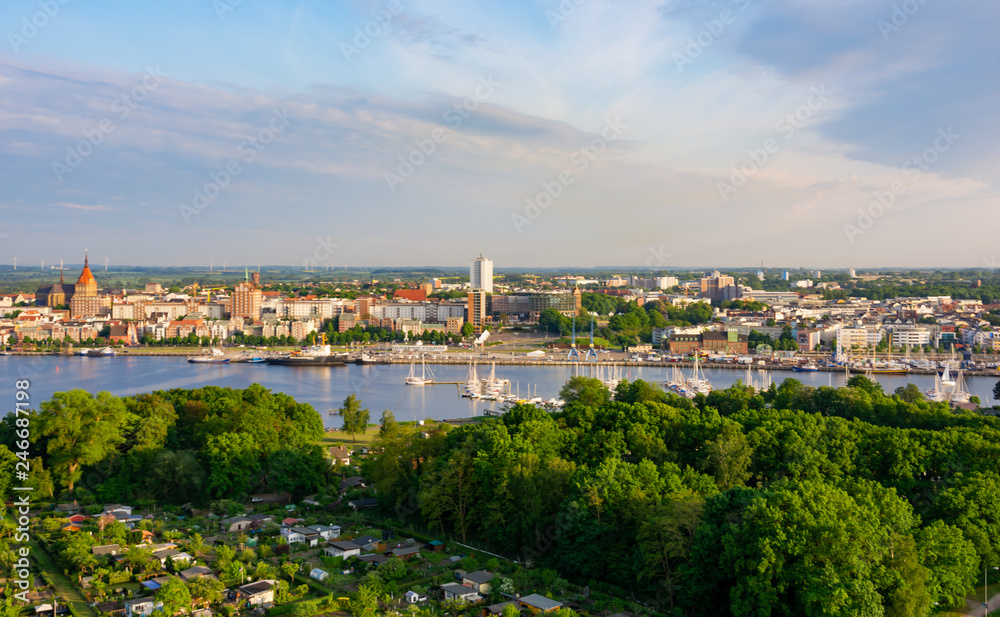 Fototapeta premium panorama of the city of rostock - aerial view