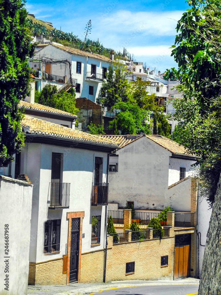 Fototapeta premium Granada, Albaicin. White houses, summertime in Spain.