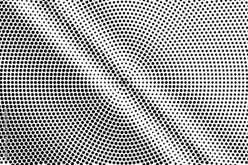 Black on white rough halftone texture. Diagonal dotwork gradient. Dotted vector background