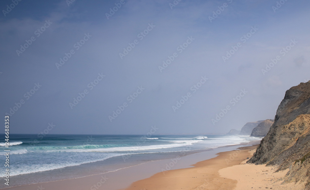Praia da Bordeira in Carrapateira, Algarve, Portugal. Empty beach early in the morning before all the surfers and tourists arrive. Praia da Bordeira in Carrapateira, Algarve, Portugal. Empty beach early in the morning before all the surfers and tourists arrive.