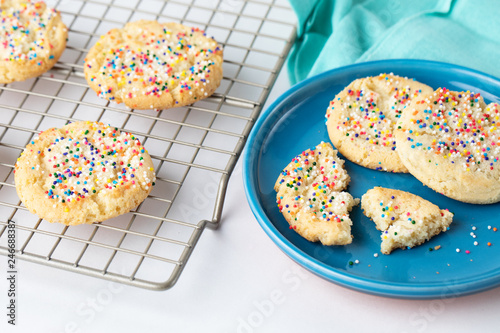 Sugar Cookies on Rack with Sprinkles 