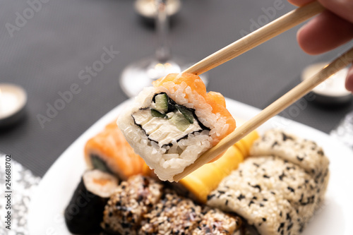 Evening sushi dinner
