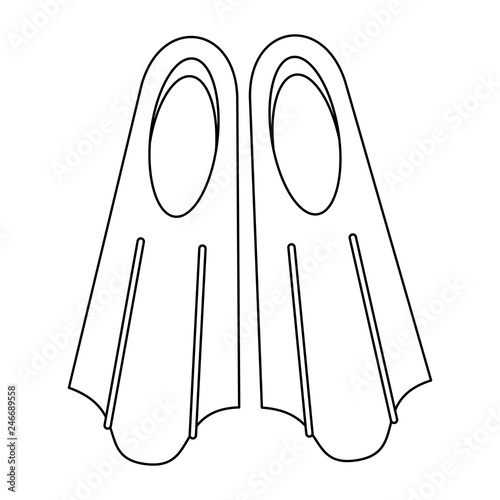 diving fins equipment black and white