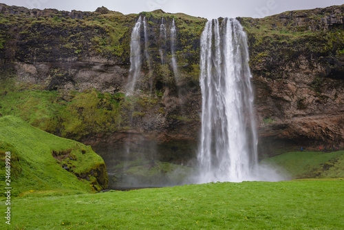 View on the famous Seljalandsfoss waterfall in south part of Iceland