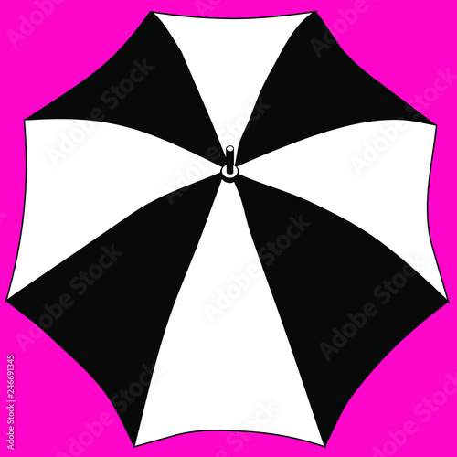 black and white umbrella on red background
