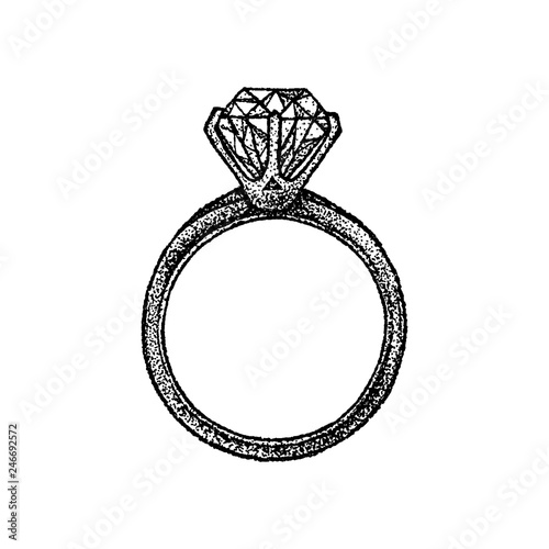 Dotwork Diamond Ring