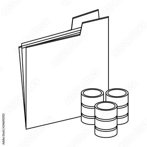 Folder with disks servers black and white