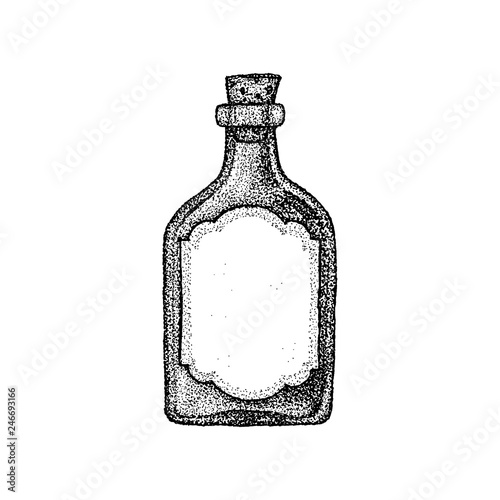 Dotwork Vintage Glass Bottle