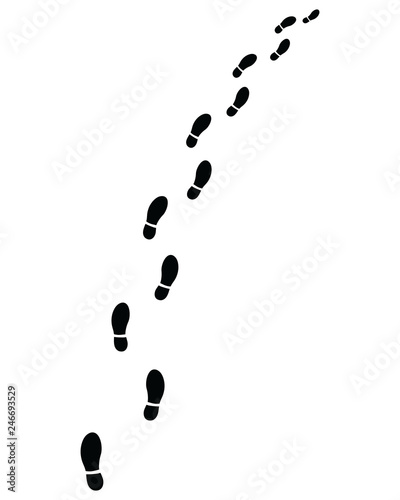 Trail of shoes prints, turn left or right