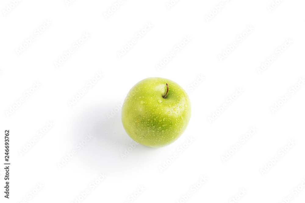 green Apple on white background. a bitten Apple. isolate green Apple on white background. a bitten Apple. isolate