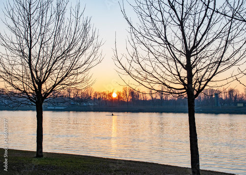 Canoe in the Idroscalo lake, Milan photo