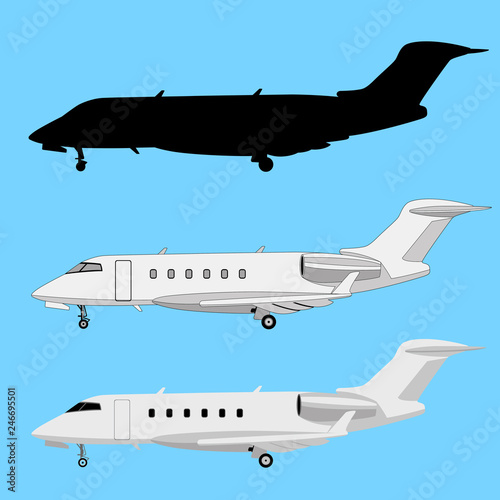  jet airliner set ,  vector illustration, flat style, profile