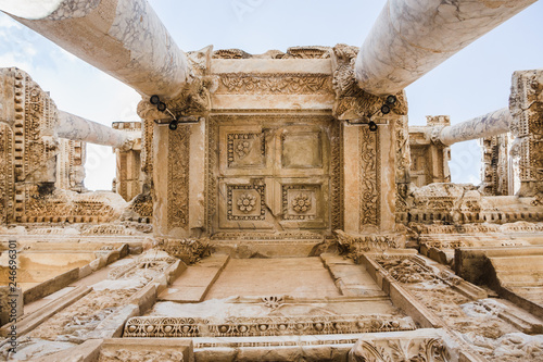 The roman columns of the Library of Celsus in Ephesus photo