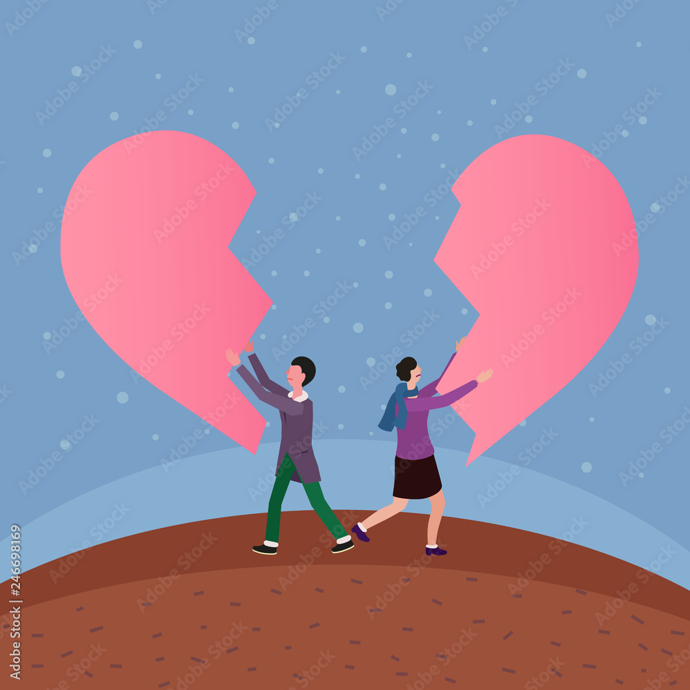 Obraz premium split that heart apart, conceptual vector illustration