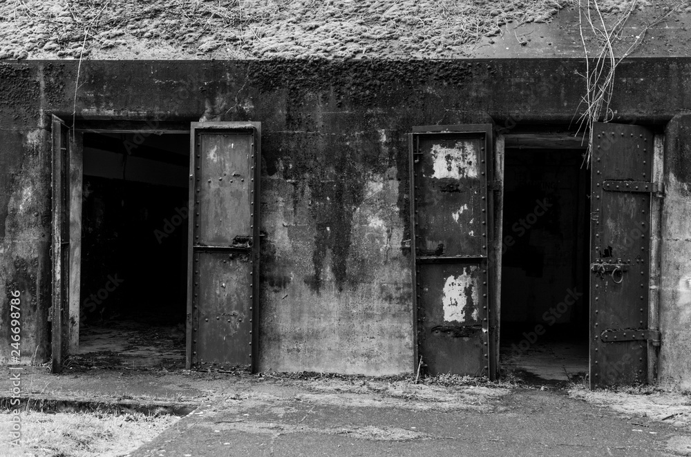 Rusting steel door at Fort Worden - an abandonded WWI era military installation Rusting steel door at Fort Worden - an abandonded WWI era military installation
