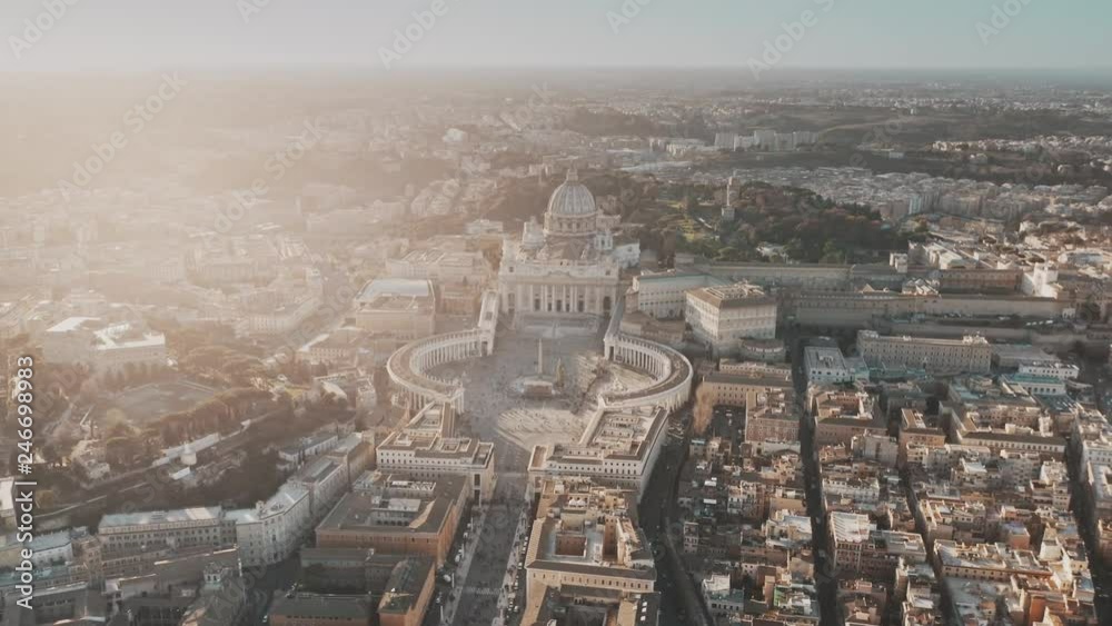 High altitude aerial view of Vatican City in the evening High altitude aerial view of Vatican City in the evening