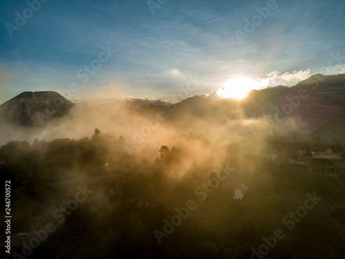 Sunrise in the mountains. Probolinggo. Indonesia