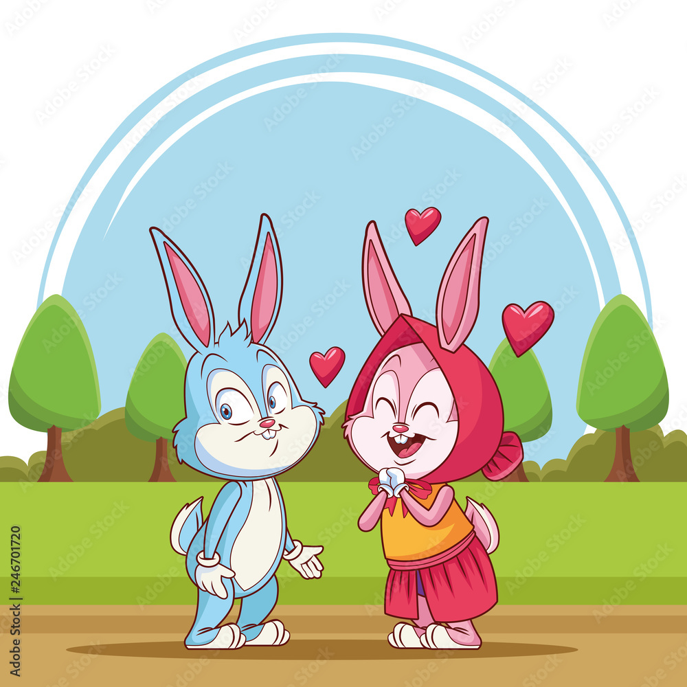 Fototapeta premium Rabbit couple in love