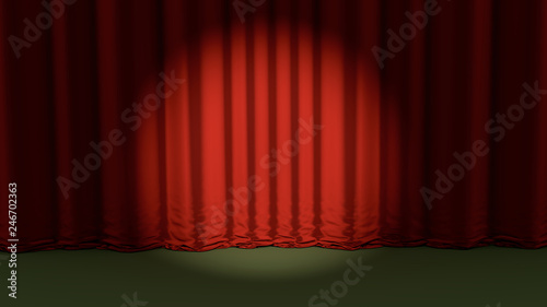 theater red curtain backdrop concert event 3D illustration