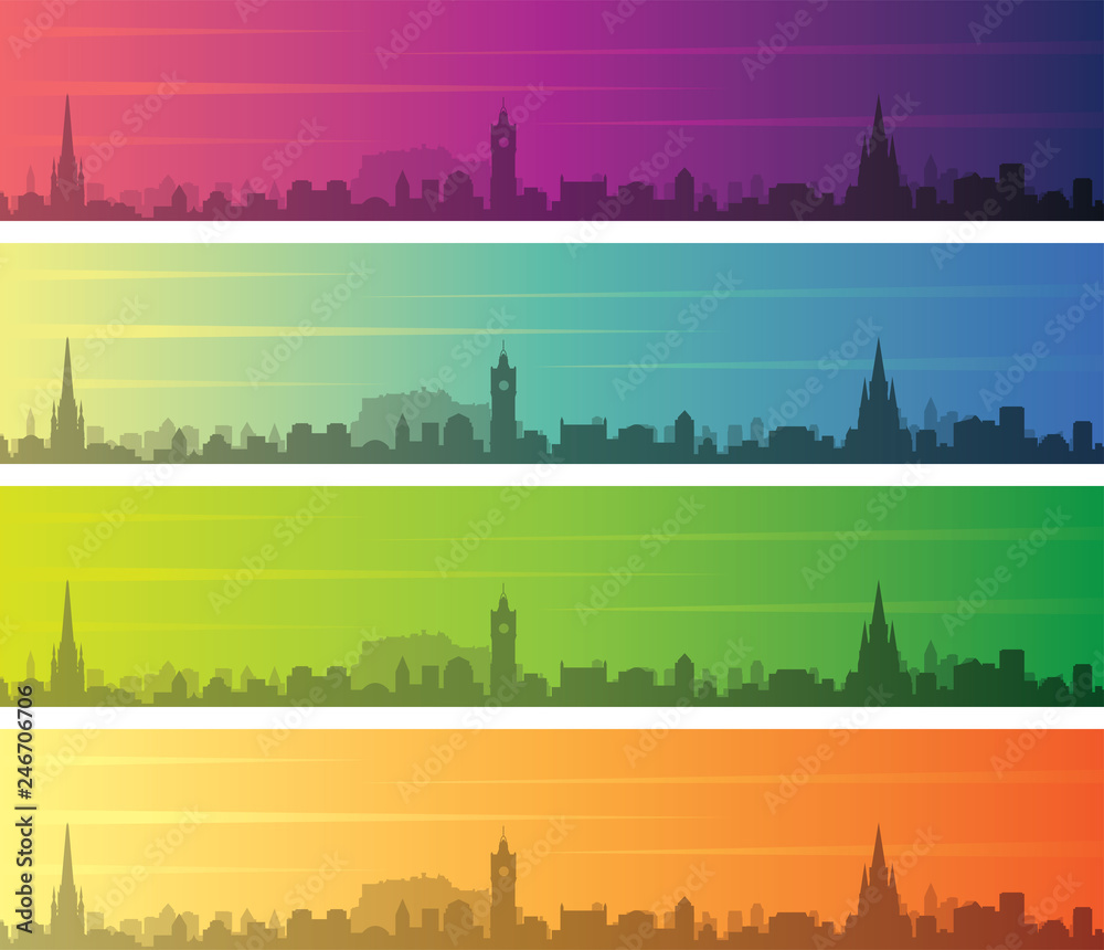 Edinburgh Multiple Color Gradient Skyline Banner