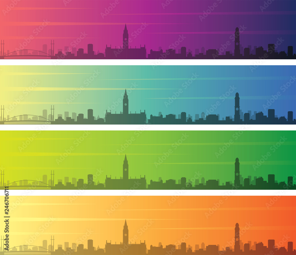 Manchester Multiple Color Gradient Skyline Banner