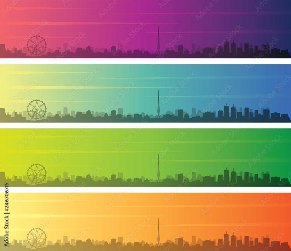 Melbourne Multiple Color Gradient Skyline Banner