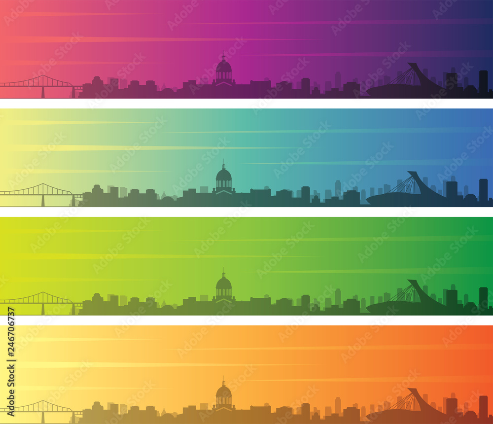 Montreal Multiple Color Gradient Skyline Banner
