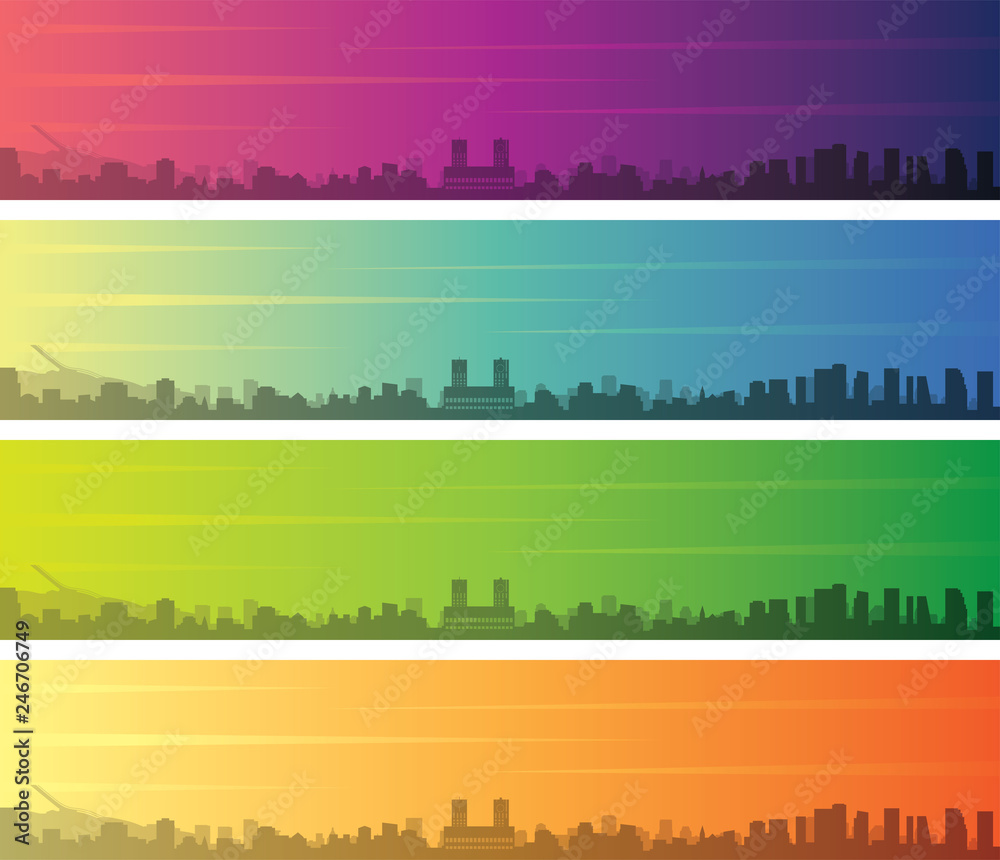 Oslo Multiple Color Gradient Skyline Banner