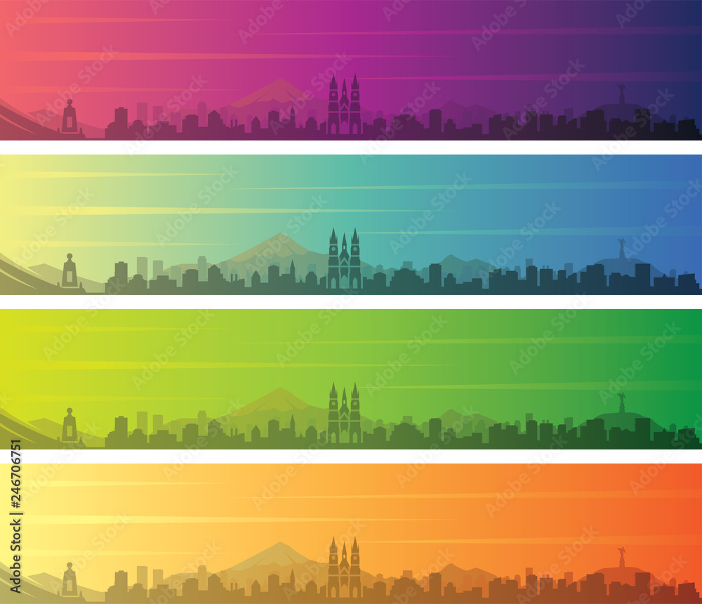 Quito Multiple Color Gradient Skyline Banner