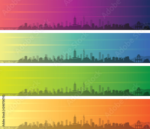 Nanjing Multiple Color Gradient Skyline Banner