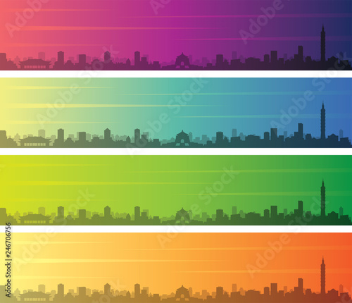 Taipei Multiple Color Gradient Skyline Banner