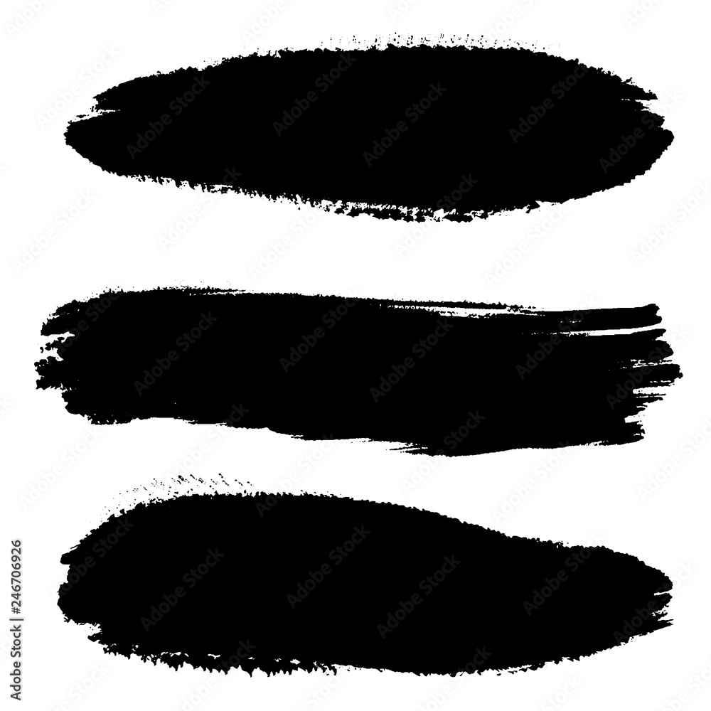 Vector set of hand drawn brush strokes, stains for backdrops. Monochrome design elements set. Black color artistic hand drawn backgrounds various shape. Vector set of hand drawn brush strokes, stains for backdrops. Monochrome design elements set. Black color artistic hand drawn backgrounds various shape.