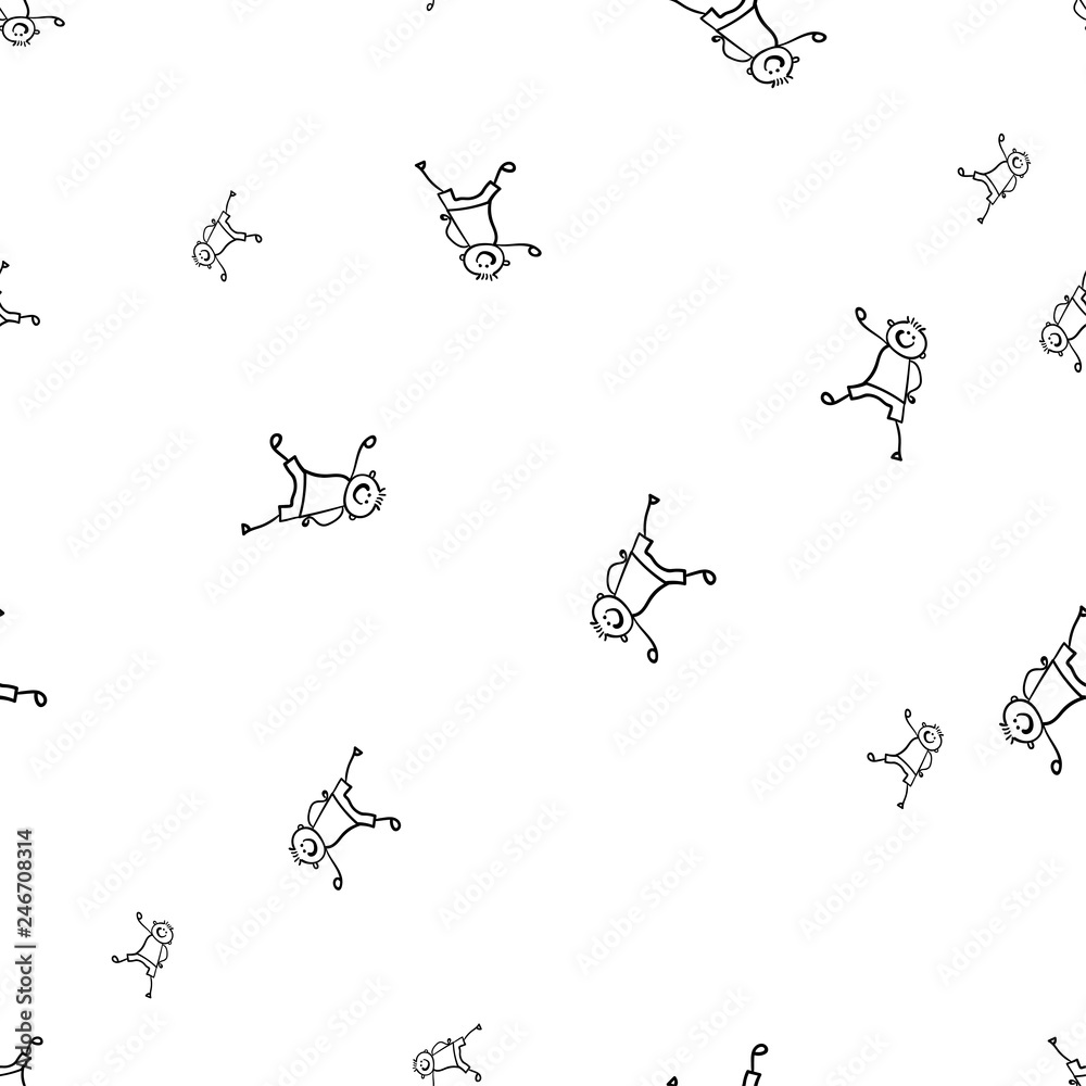Kids seamless pattern in doodle style.