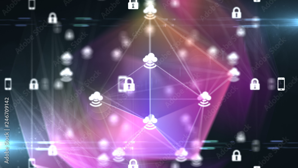 Naklejka premium Connected devices using cloud computing networks for Internet of things IOT