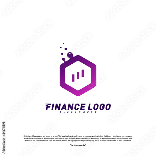 Colorful Stats Financial Advisors with hexagon Logo Design Concept. Finance logo Template Vector Icon