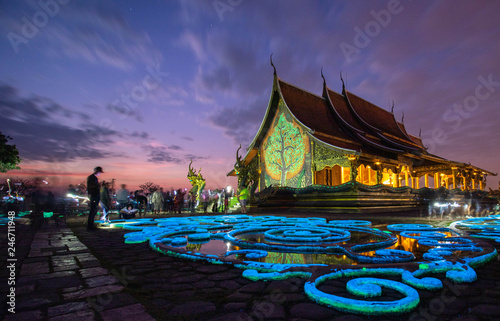 sirinthorn Wararam Phu Phrao Temple at sunset in Ubon Ratchathani Thailand