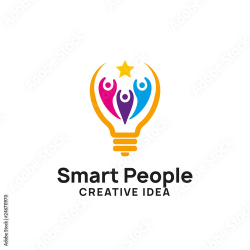 smart people logo design template. creative idea logo design. bulb icon symbol design