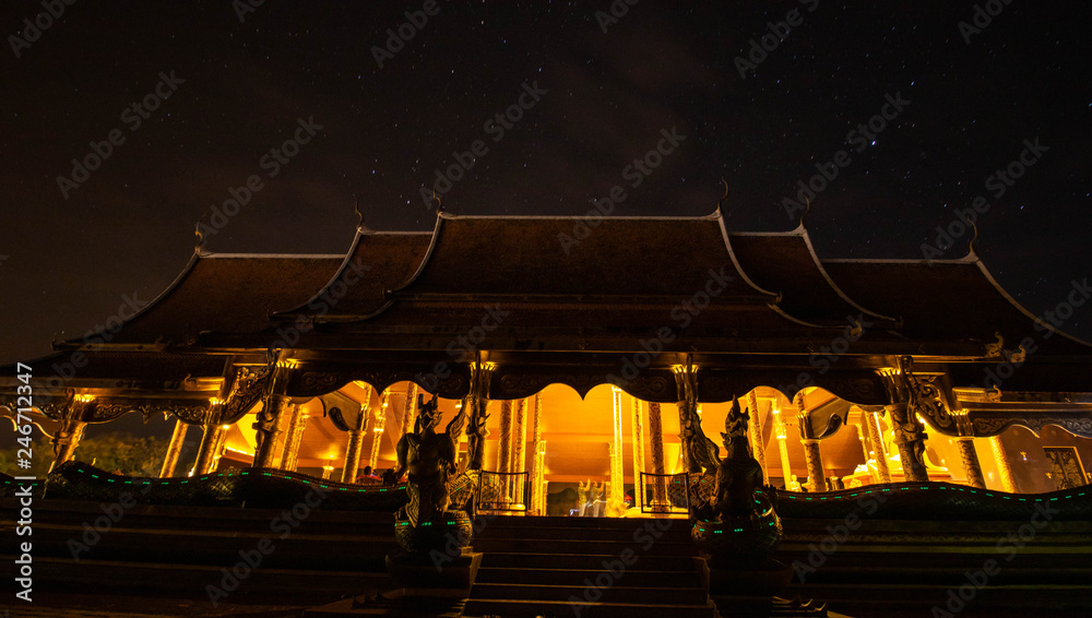 Fototapeta premium sirinthorn Wararam Phu Phrao Temple at sunset in Ubon Ratchathani Thailand