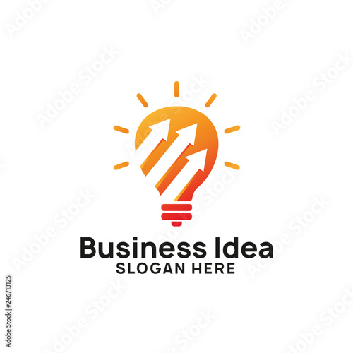 business creative idea logo design template with chart and arrow illustration. bulb icon symbol design