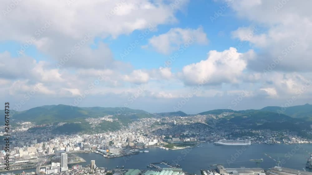 都市風景　長崎市　タイムラプス　稲佐山からの眺望